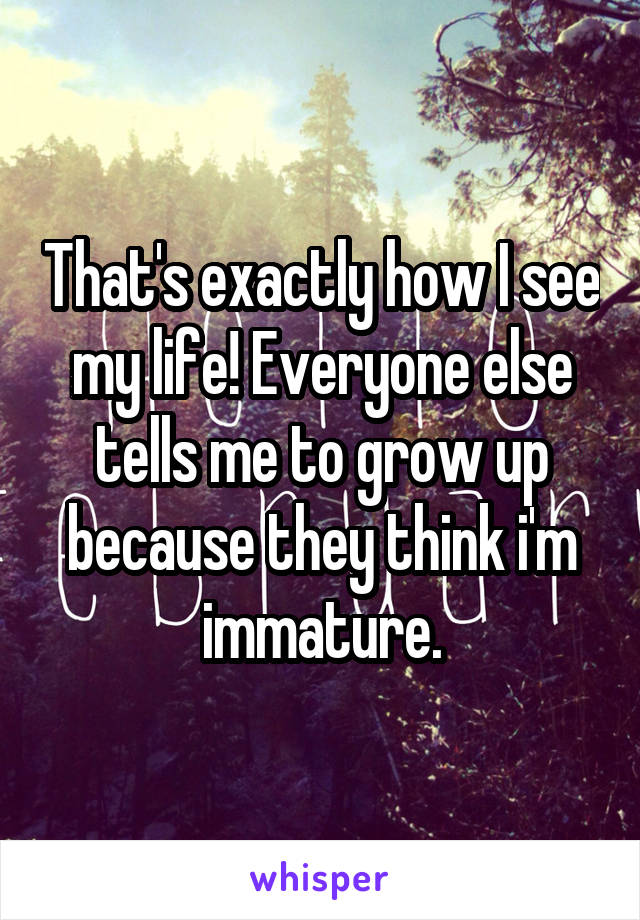 That's exactly how I see my life! Everyone else tells me to grow up because they think i'm immature.