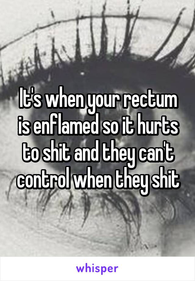 It's when your rectum is enflamed so it hurts to shit and they can't control when they shit