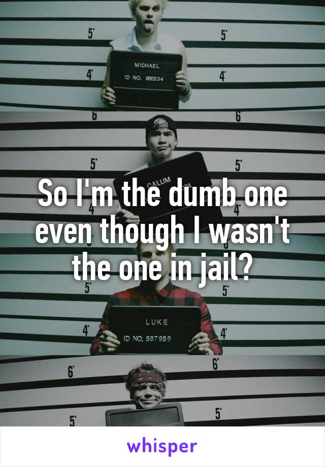 So I'm the dumb one even though I wasn't the one in jail?