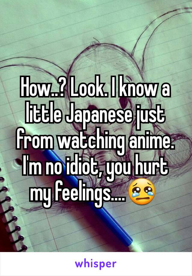 How..? Look. I know a little Japanese just from watching anime. I'm no idiot, you hurt my feelings....😢 