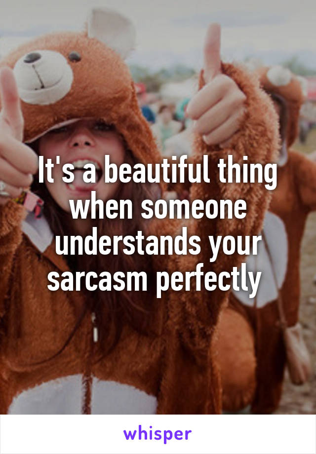 It's a beautiful thing when someone understands your sarcasm perfectly 