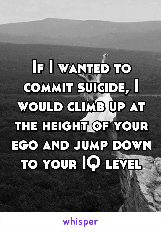 If I wanted to commit suicide, I would climb up at the height of your ego and jump down to your IQ level