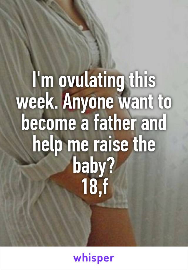 I'm ovulating this week. Anyone want to become a father and help me raise the baby?
18,f
