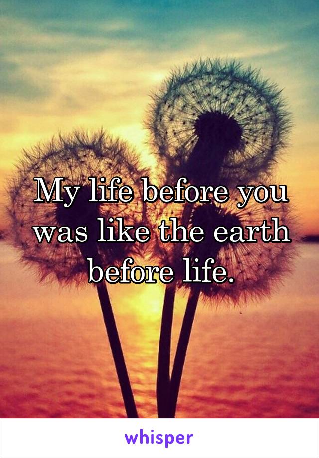My life before you was like the earth before life.