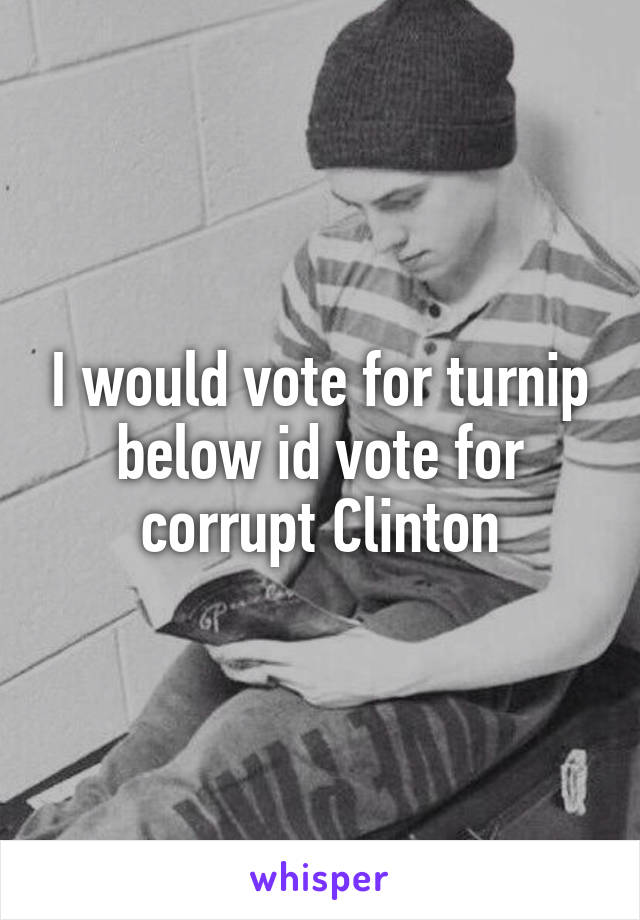 I would vote for turnip below id vote for corrupt Clinton