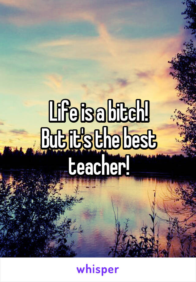 Life is a bitch!
But it's the best teacher!