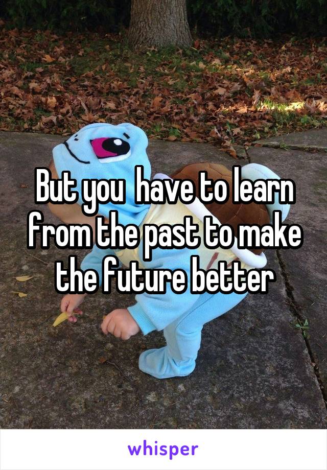 But you  have to learn from the past to make the future better
