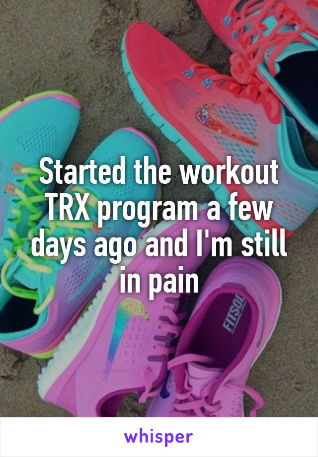 Started the workout TRX program a few days ago and I'm still in pain