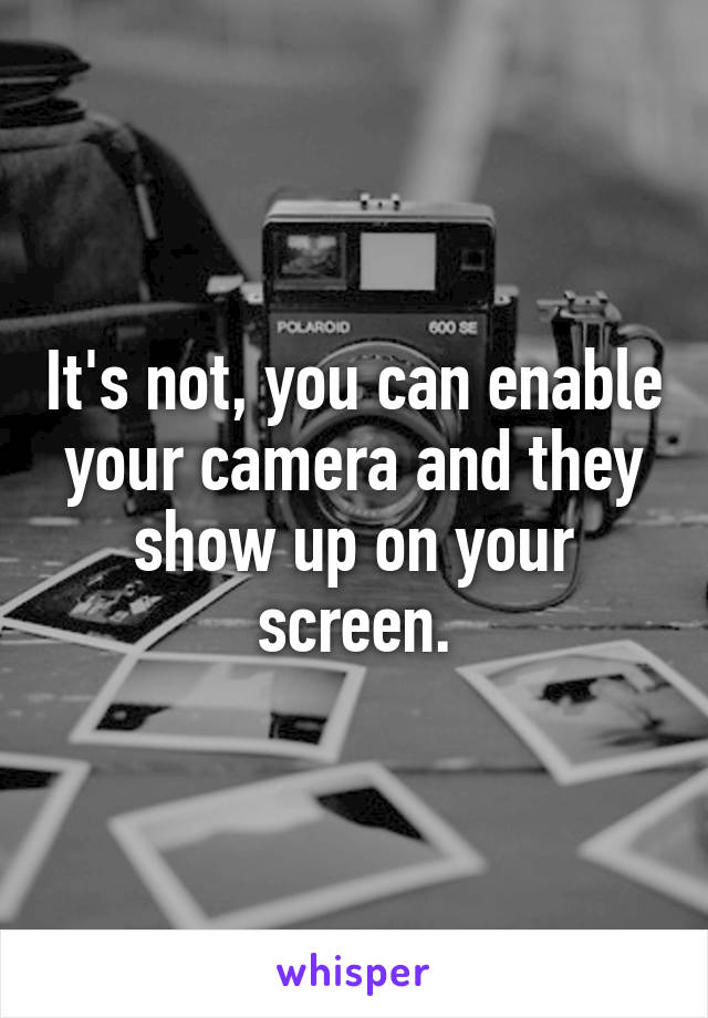 It's not, you can enable your camera and they show up on your screen.