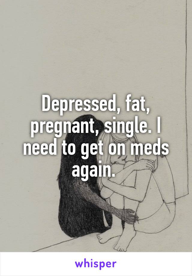 Depressed, fat, pregnant, single. I need to get on meds again. 