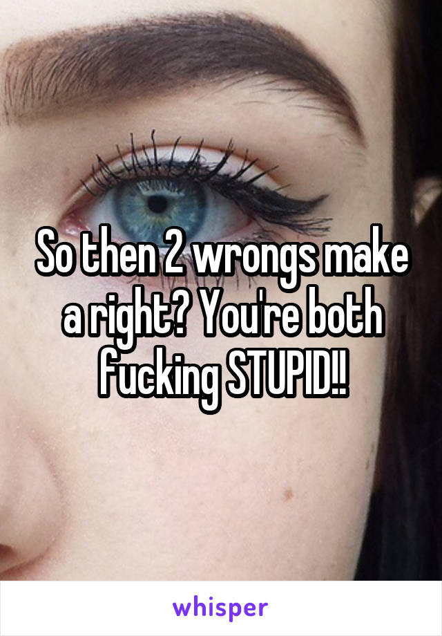 So then 2 wrongs make a right? You're both fucking STUPID!!