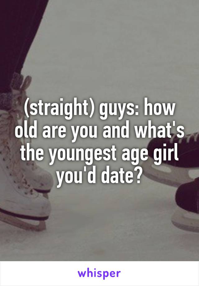 (straight) guys: how old are you and what's the youngest age girl you'd date?