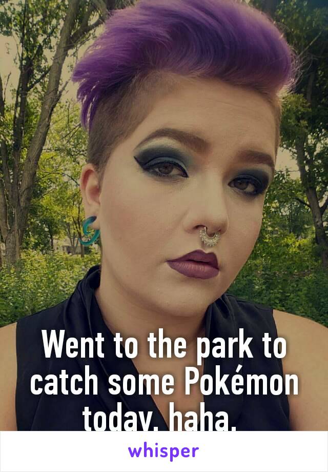 Went to the park to catch some Pokémon today, haha. 