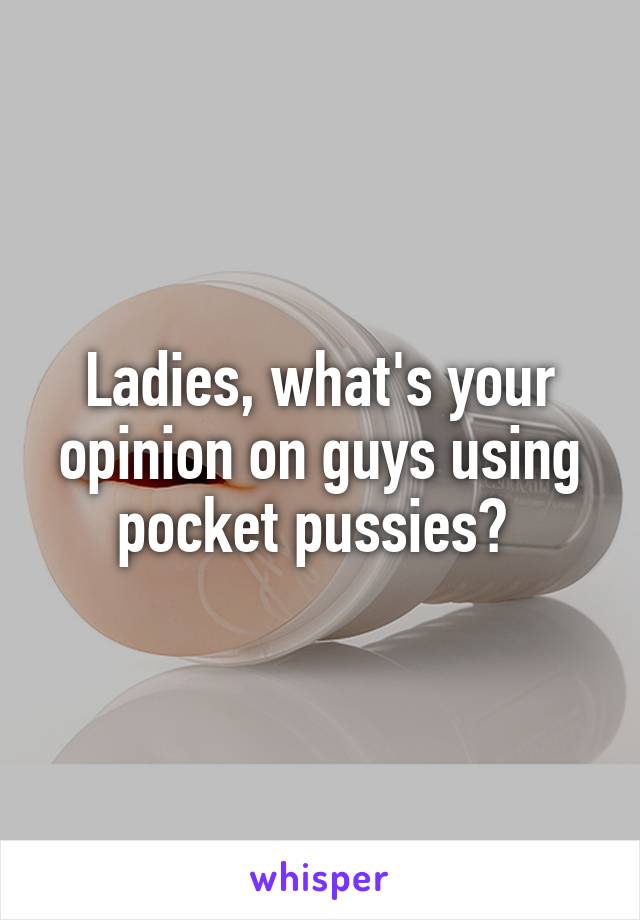 Ladies, what's your opinion on guys using pocket pussies? 