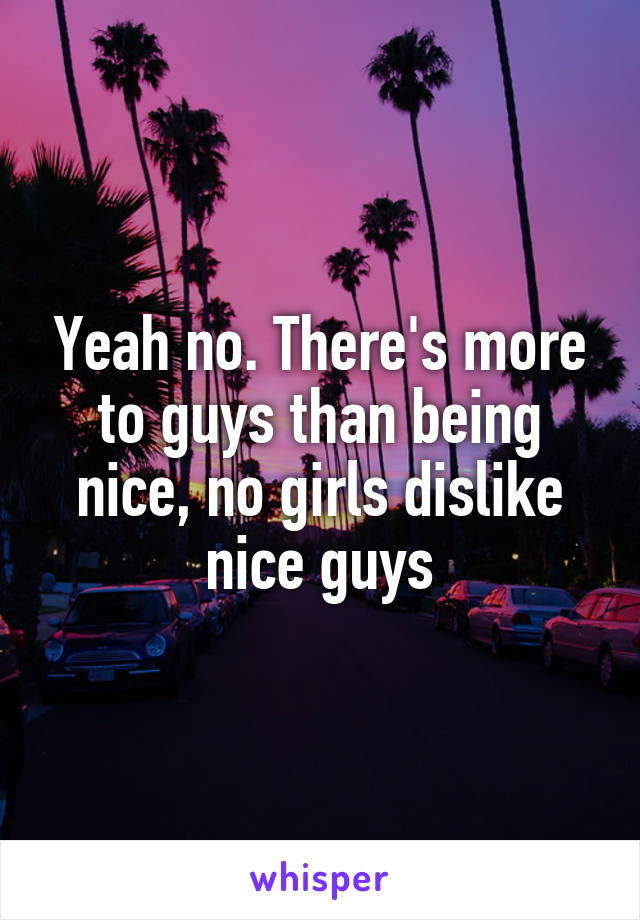 Yeah no. There's more to guys than being nice, no girls dislike nice guys