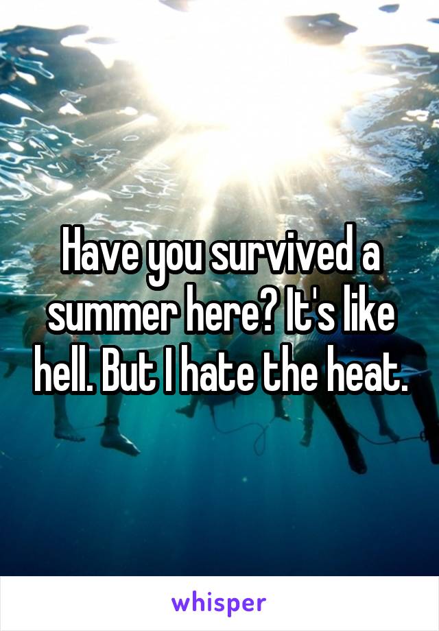 Have you survived a summer here? It's like hell. But I hate the heat.