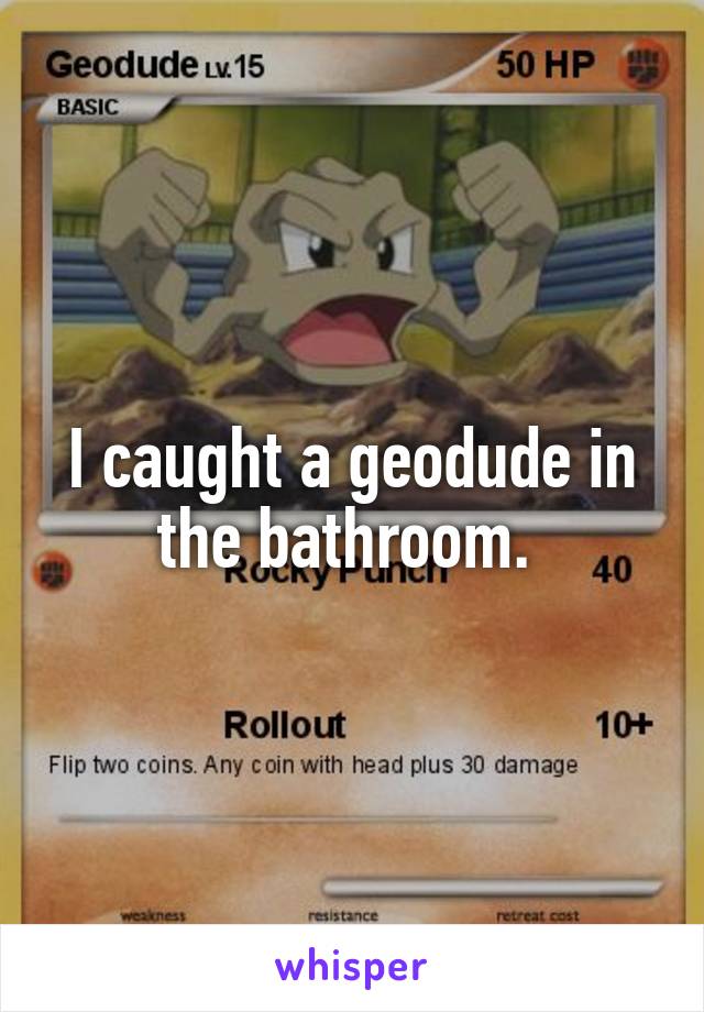 I caught a geodude in the bathroom. 