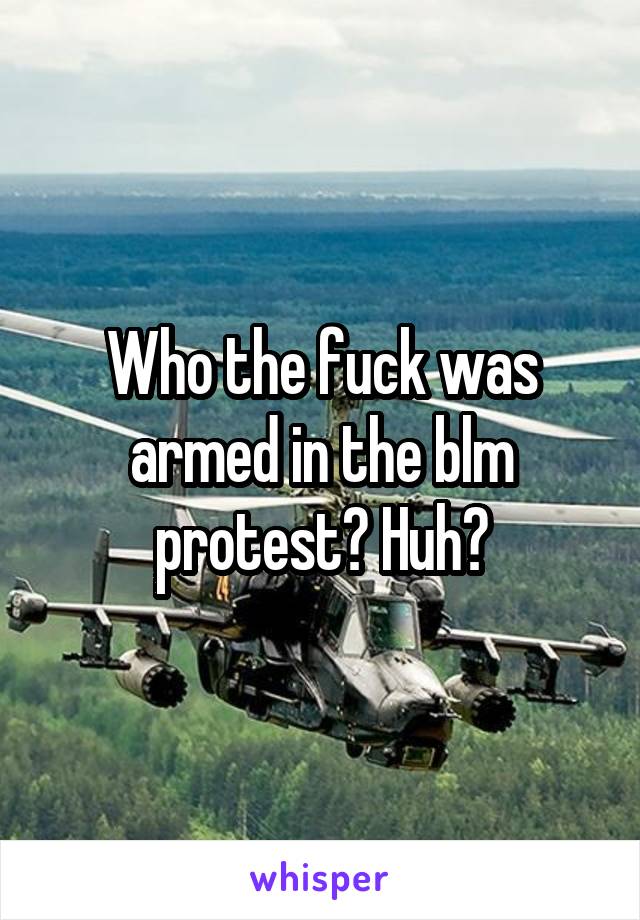 Who the fuck was armed in the blm protest? Huh?