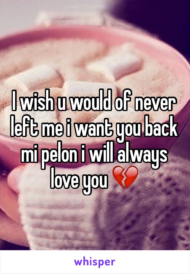 I wish u would of never left me i want you back mi pelon i will always love you 💔
