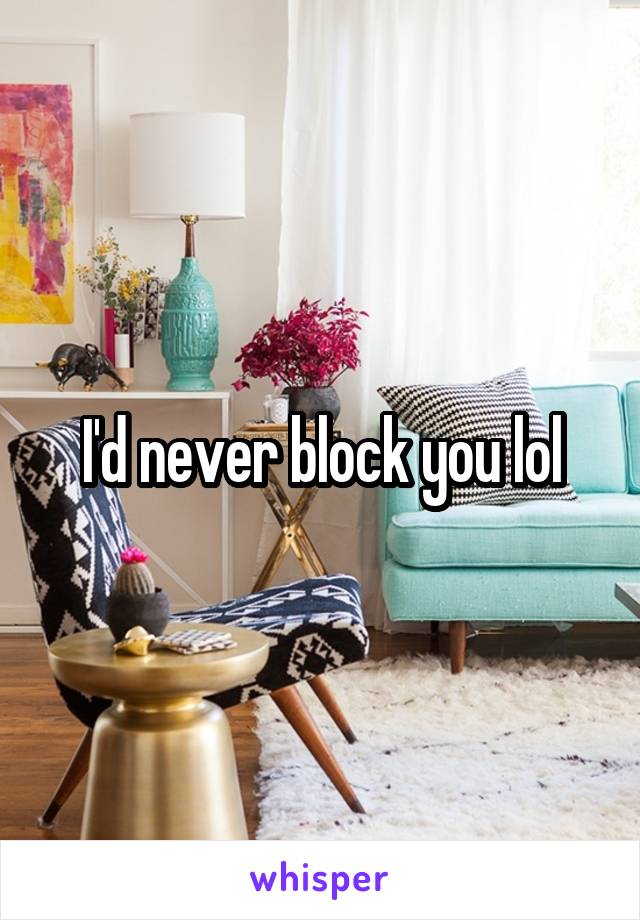 I'd never block you lol