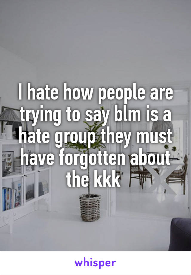 I hate how people are trying to say blm is a hate group they must have forgotten about the kkk 