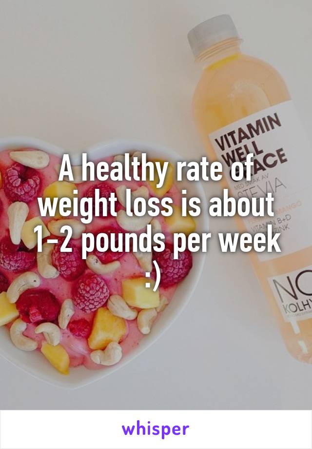 A healthy rate of weight loss is about 1-2 pounds per week :) 