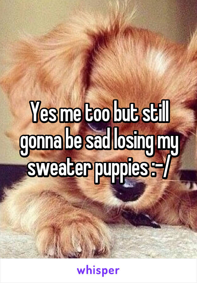 Yes me too but still gonna be sad losing my sweater puppies :-/