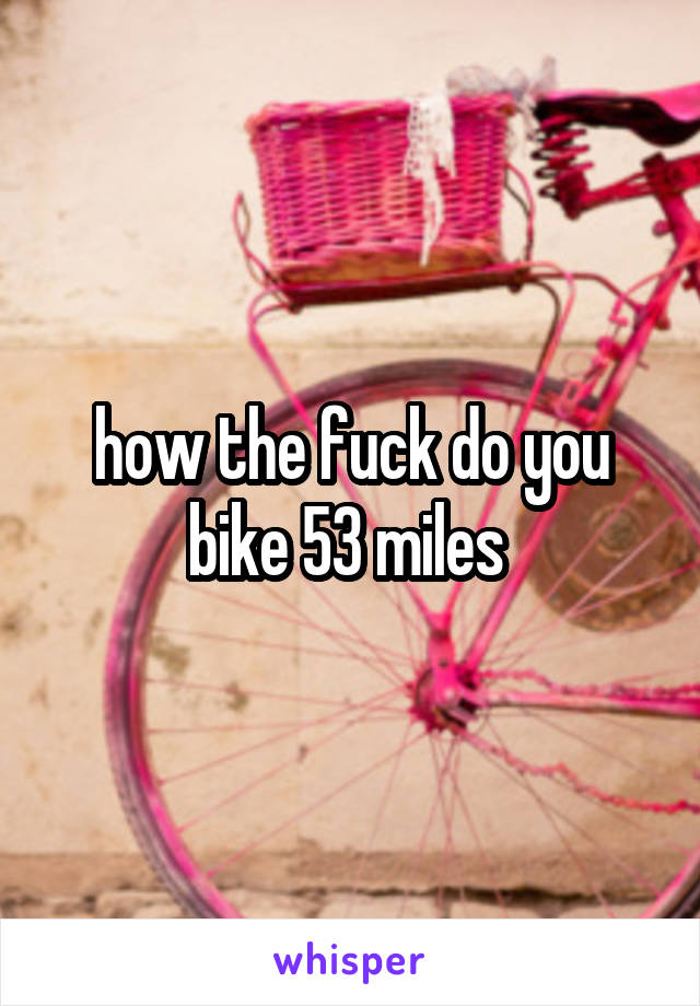 how the fuck do you bike 53 miles 