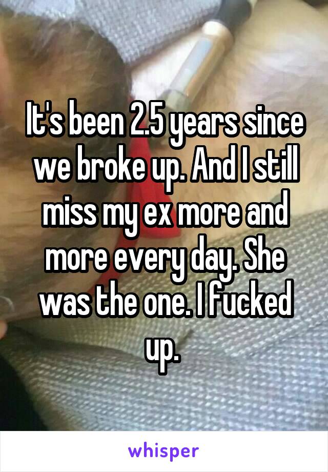 It's been 2.5 years since we broke up. And I still miss my ex more and more every day. She was the one. I fucked up. 