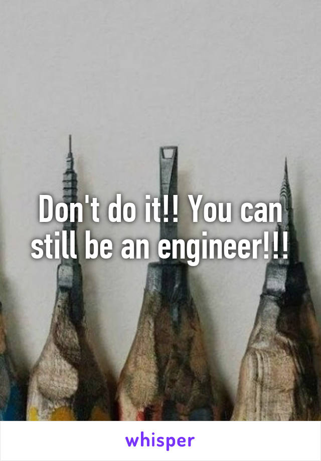 Don't do it!! You can still be an engineer!!!