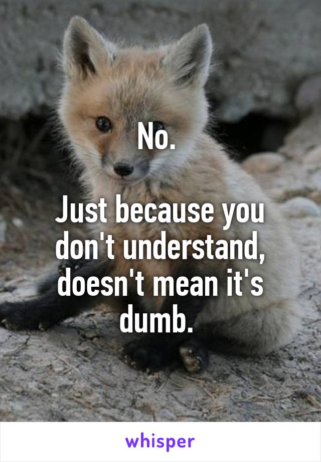 No. 

Just because you don't understand, doesn't mean it's dumb. 