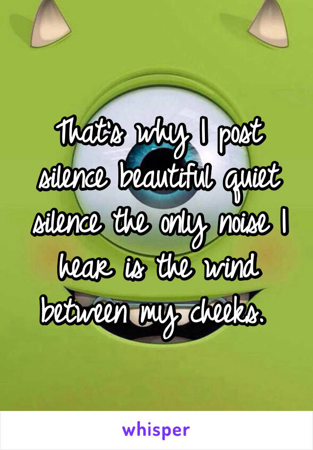 That's why I post silence beautiful quiet silence the only noise I hear is the wind between my cheeks. 