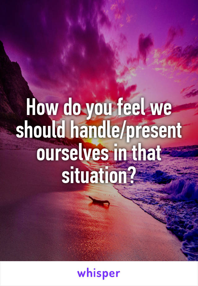 How do you feel we should handle/present ourselves in that situation?