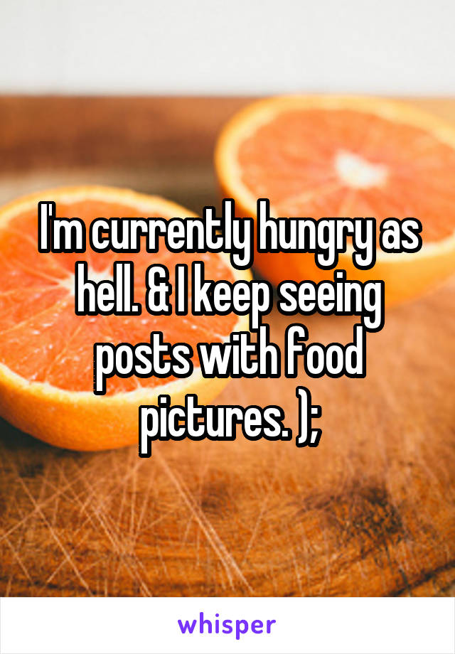 I'm currently hungry as hell. & I keep seeing posts with food pictures. );