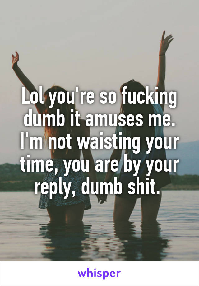 Lol you're so fucking dumb it amuses me. I'm not waisting your time, you are by your reply, dumb shit. 