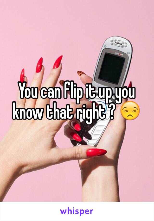 You can flip it up you know that right ? 😒