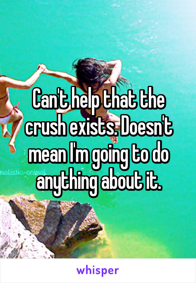 Can't help that the crush exists. Doesn't mean I'm going to do anything about it.