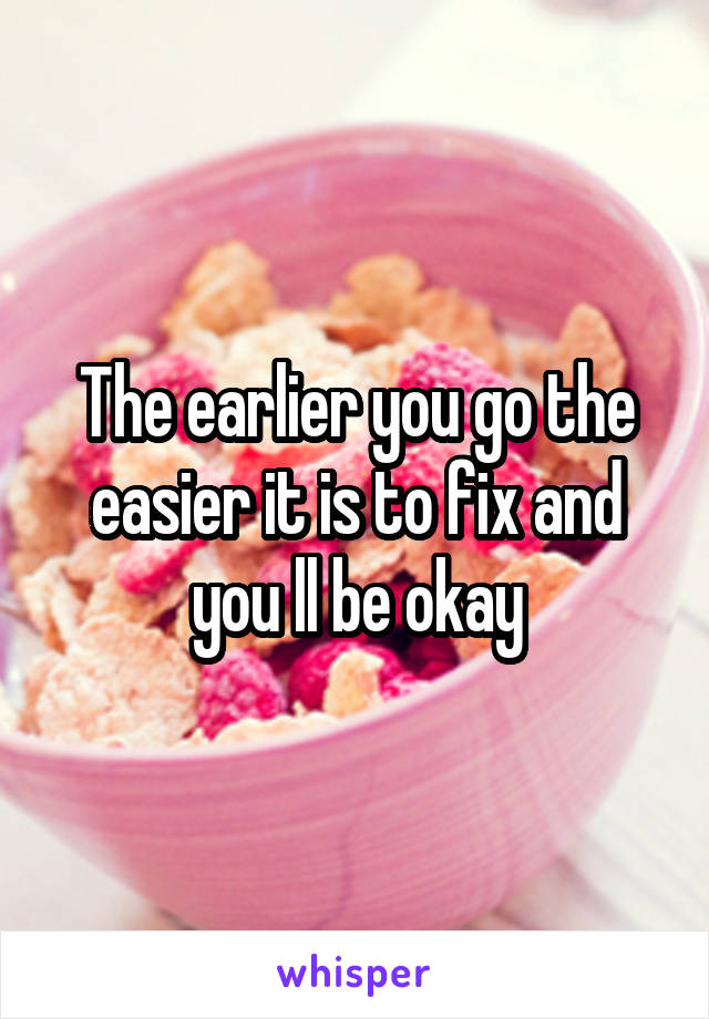 The earlier you go the easier it is to fix and you ll be okay
