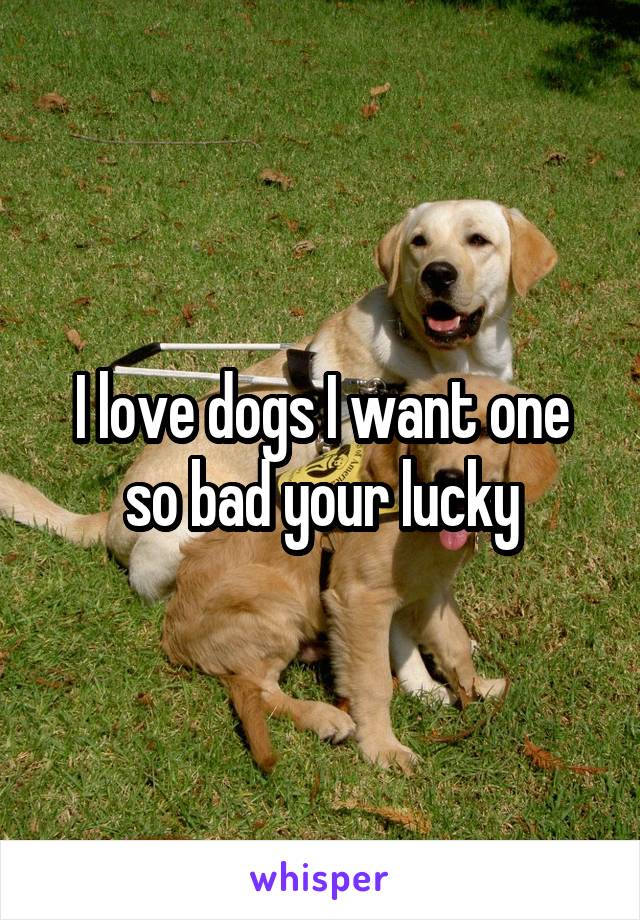 I love dogs I want one so bad your lucky