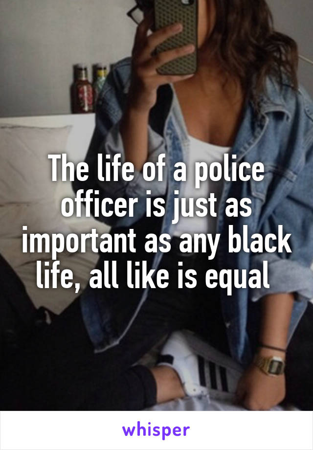 The life of a police officer is just as important as any black life, all like is equal 