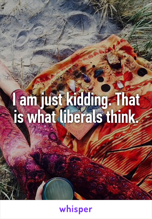 I am just kidding. That is what liberals think.