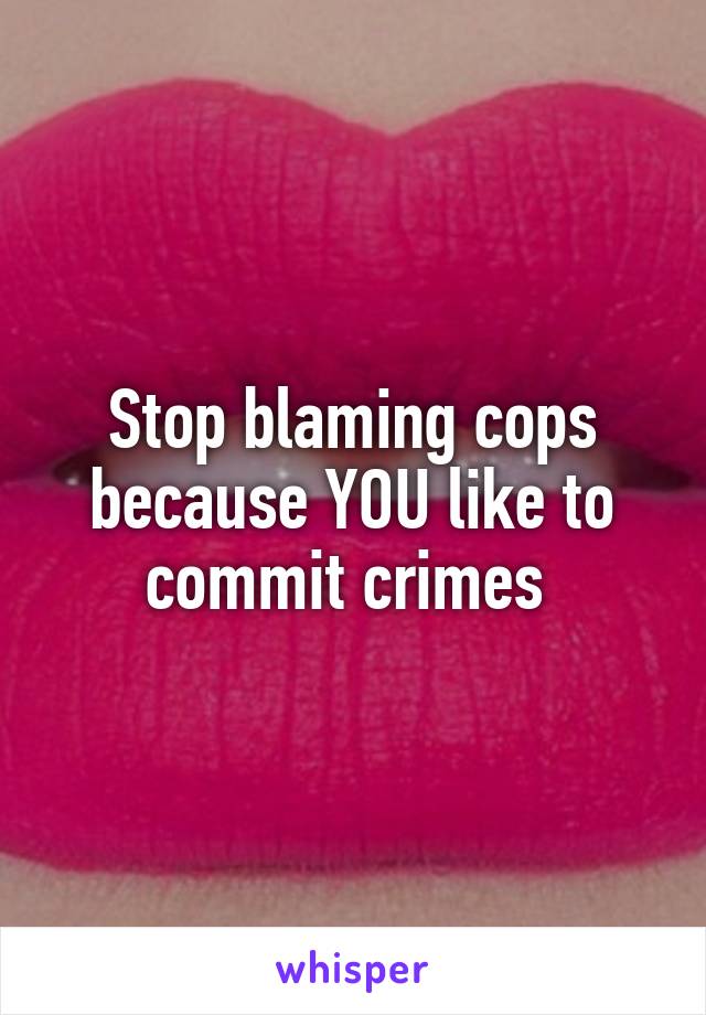 Stop blaming cops because YOU like to commit crimes 
