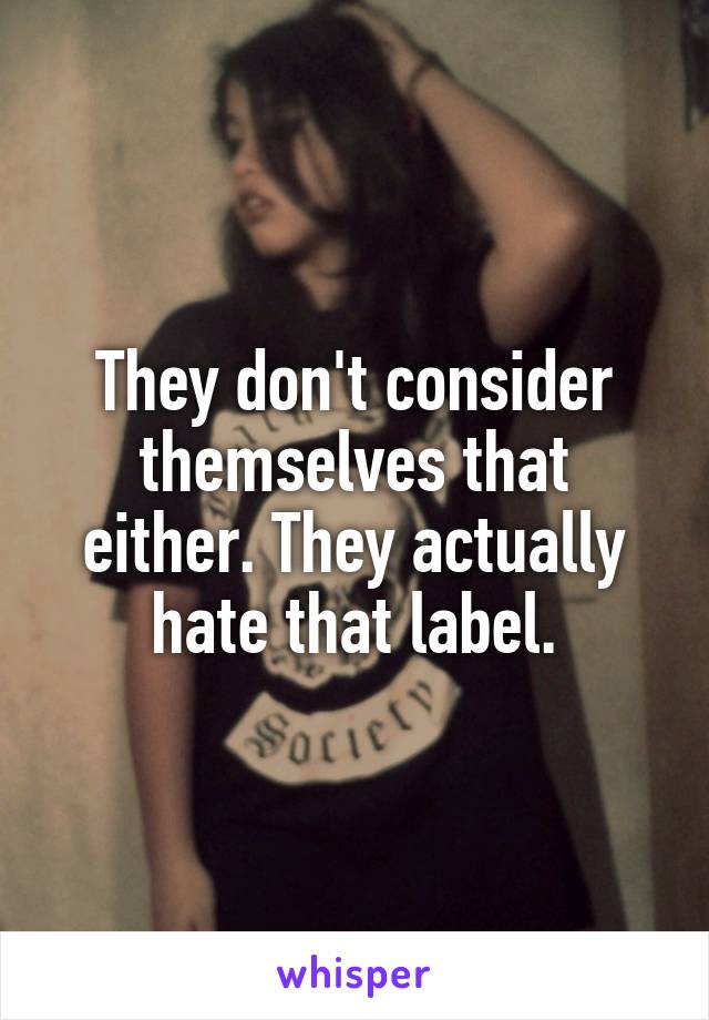 They don't consider themselves that either. They actually hate that label.