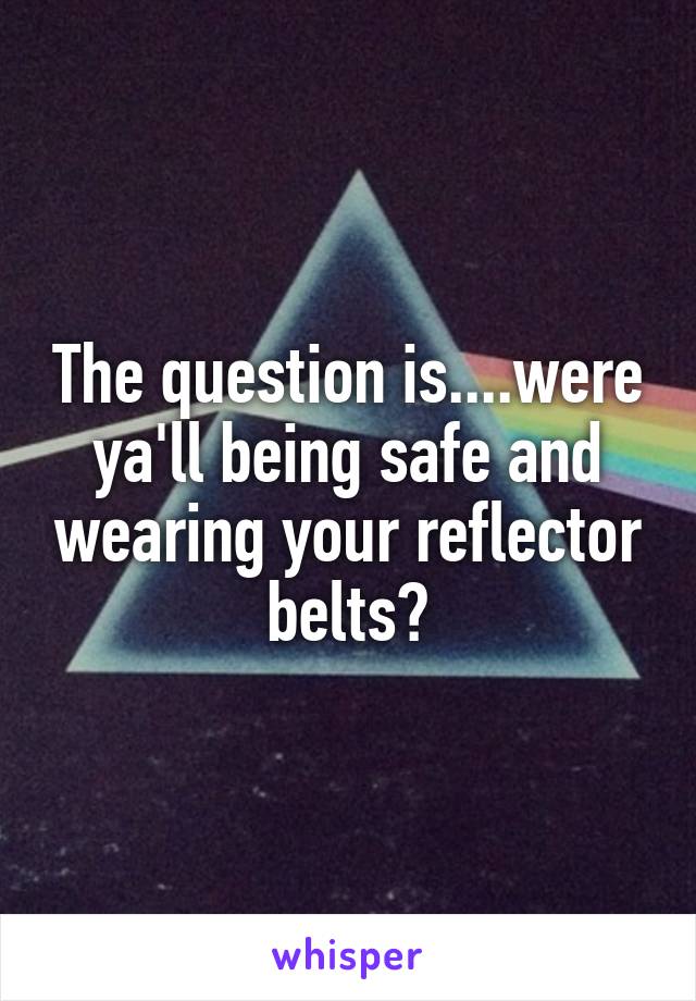 The question is....were ya'll being safe and wearing your reflector belts?