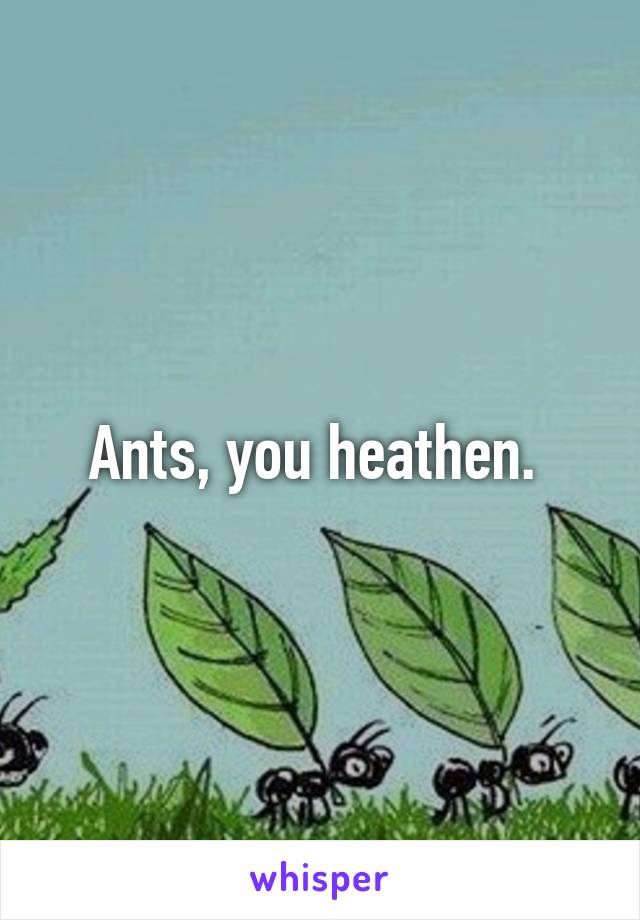 Ants, you heathen. 