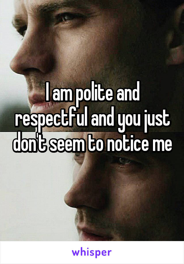 I am polite and respectful and you just don't seem to notice me 