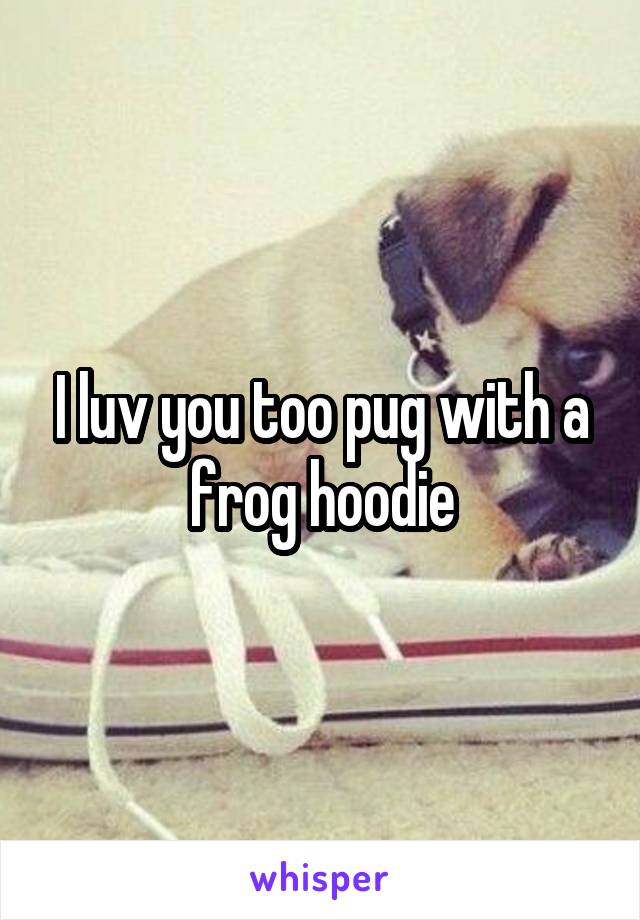 I luv you too pug with a frog hoodie