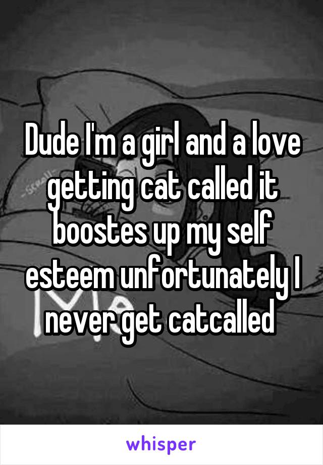 Dude I'm a girl and a love getting cat called it boostes up my self esteem unfortunately I never get catcalled 
