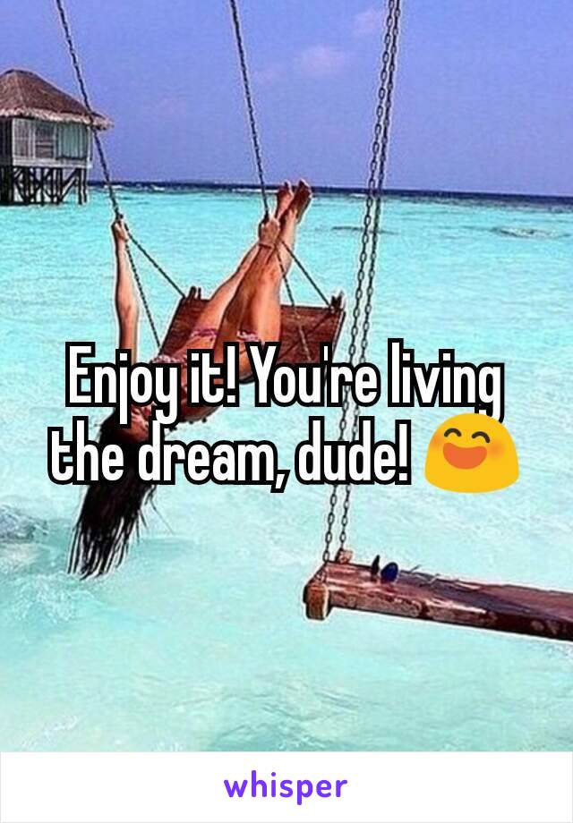 Enjoy it! You're living the dream, dude! 😄