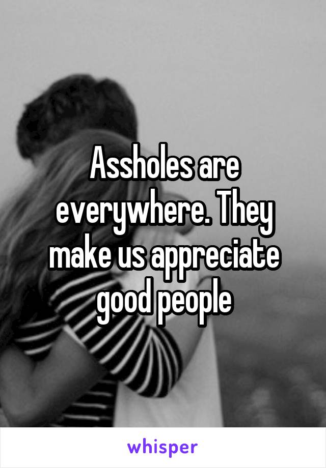 Assholes are everywhere. They make us appreciate good people